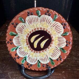 Turtle Creek Redware Flower Trinket Dish